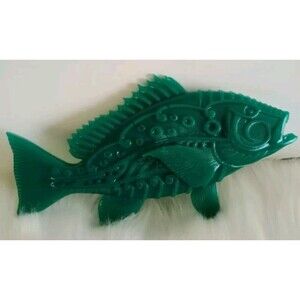 Homemade Green Bass Fish Wall Plaque Unique Wall Decor Gift New